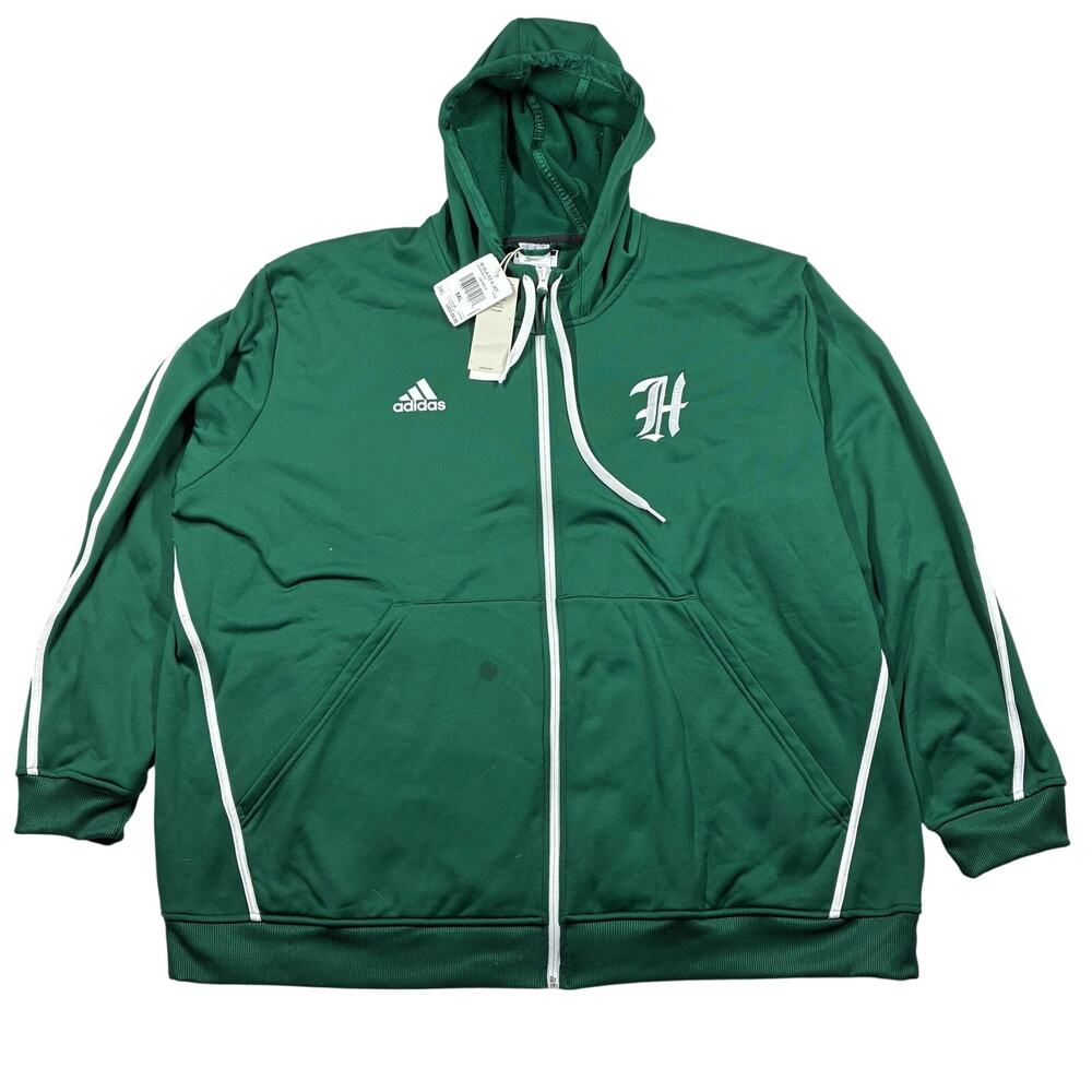 Adidas Hoodie 3XL XXXL Green/White Full Zip Fleece Lined Track Jacket NEW $85